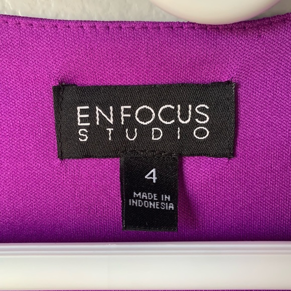 Enfocus Studio Cocktail Dress With Sheer Flutter Cap Sleeves and Fitted Bottom - Picture 4 of 7